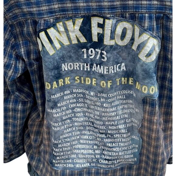 Pink Floyd Plaid Flannel Shirt XL Oversized Unique Dark Side of the Moon - Picture 2 of 6
